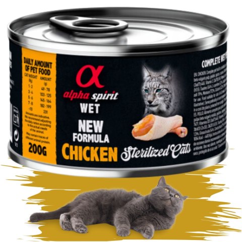 KARMA MOKRA DLA KOTA Z KURCZAKIEM ALPHA SPIRIT STERYLIZOWANE CHICKEN 200G
