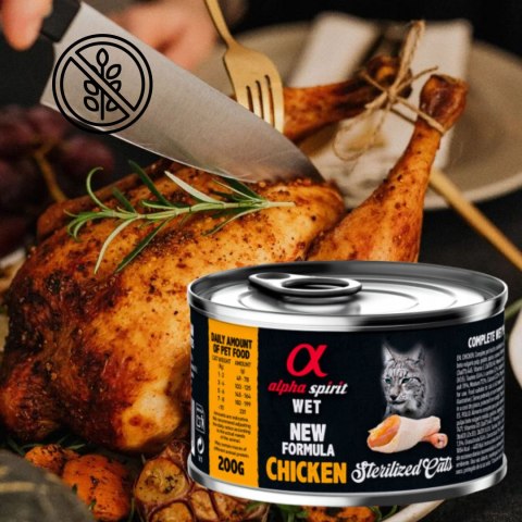KARMA MOKRA DLA KOTA Z KURCZAKIEM ALPHA SPIRIT STERYLIZOWANE CHICKEN 200G