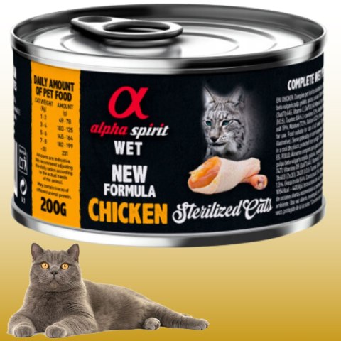 KARMA MOKRA DLA KOTA Z KURCZAKIEM ALPHA SPIRIT STERYLIZOWANE CHICKEN 200G