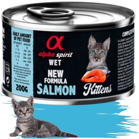 KARMA MOKRA DLA KOTA Z ŁOSOSIEM ALPHA SPIRIT SALMON 200G KOCIĘTA BEZZBOŻOWA KARMA MOKRA DLA KOTA Z ŁOSOSIEM ALPHA SPIRIT SALMON 200G KOCIĘTA BEZZBOŻOWA