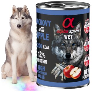 MOKRA KARMA DLA PSA ALPHA SPIRIT ANCHOIS Z JABŁKIEM 400G BEZZBOŻOWA