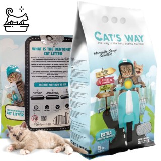 Żwirek bentonitowy CAT'S WAY 5l zapach mydła marsylskiego granulki turkus