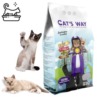 Żwirek bentonitowy dla kota CAT'S WAY 10l zapach lawendy fioletowe granulki