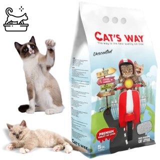 Żwirek bentonitowy dla kotów CAT'S WAY 5l bez zapachu naturalny biały