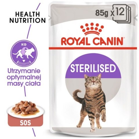 Royal Canin Sterilised w sosie karma mokra dla kotów dorosłych, sterylizowanych saszetka 85g Royal Canin Sterilised w sosie karma mokra dla kotów dorosłych, sterylizowanych saszetka 85g