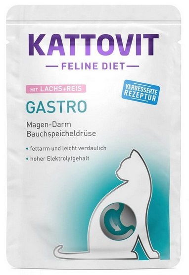 Kattovit Feline Diet Gastro łosoś i ryż saszetka 85g Kattovit Feline Diet Gastro łosoś i ryż saszetka 85g