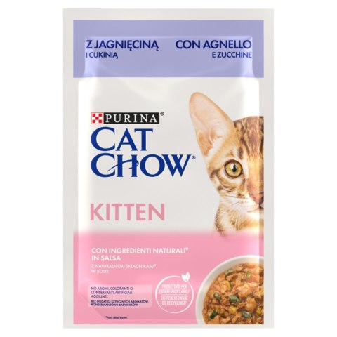 CAT CHOW Kitten Mokra karma dla kociąt z jagnięciną i cukinią w sosie 85 g CAT CHOW Kitten Mokra karma dla kociąt z jagnięciną i cukinią w sosie 85 g