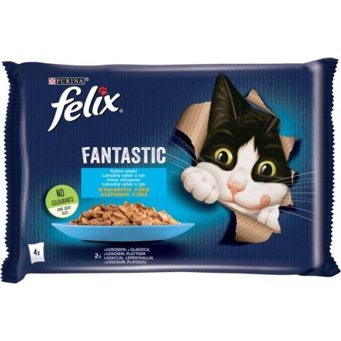Felix Fantastic Karma dla kotów rybne smaki w galaretce 340 g (4 x 85 g)