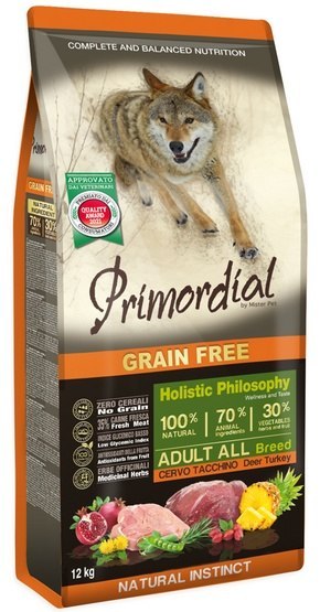 Primordial Dog Grain Free Adult Deer & Turkey 12kg Primordial Dog Grain Free Adult Deer & Turkey 12kg