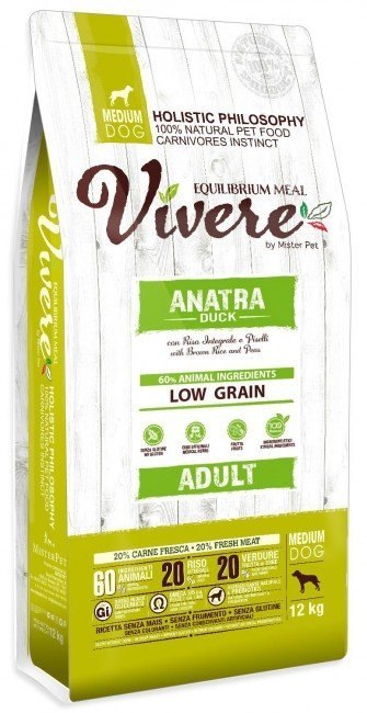 Vivere Dog Medium Adult Duck 3kg Karma Monobiałkowa z Kaczką Vivere Dog Medium Adult Duck 3kg Karma Monobiałkowa z Kaczką