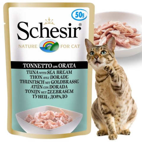 KARMA MOKRA DLA KOTA Schesir saszetka 50g Tuńczyk z doradą WŁOSKA PREMIUM KARMA MOKRA DLA KOTA Schesir saszetka 50g Tuńczyk z doradą WŁOSKA PREMIUM