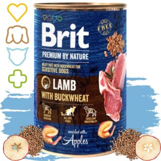 MOKRA KARMA DLA PSA Z JAGNIĘCINĄ BRIT PREMIUM BY NATURE 400G LAMB BUCKWHEAT