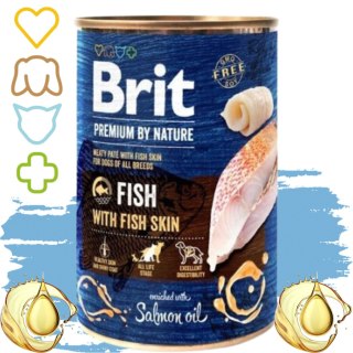 MOKRA KARMA DLA PSA Z RYBAMI BRIT PREMIUM BY NATURE 400G FISH & FISH SKIN