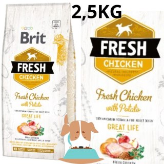 SUCHA KARMA DLA PSA KURCZAK KOLAGEN BRIT FRESH ADULT CHICKEN&POTATO 2,5KG