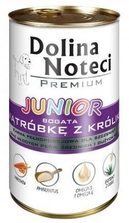 Dolina Noteci Premium Pies Junior Wątróbka z królika puszka 400g Dolina Noteci Premium Pies Junior Wątróbka z królika puszka 400g