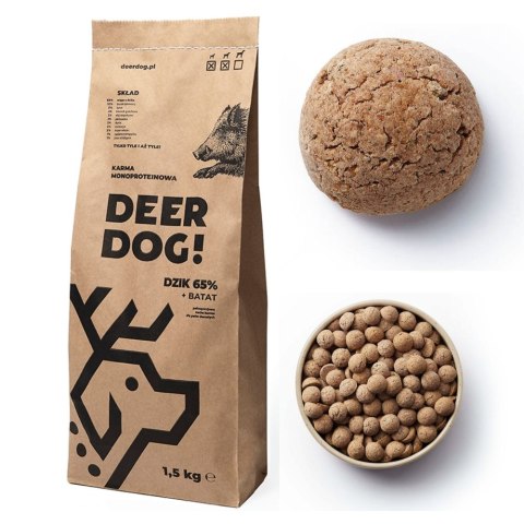 Deer Dog Dzik z batatami 1,5 kg DUŻE i średnie rasy sucha DZICZYZNA Deer Dog Dzik z batatami 1,5 kg DUŻE i średnie rasy sucha DZICZYZNA