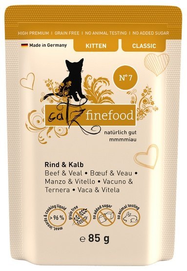 Catz Finefood Classic Kitten N.07 Wołowina i cielęcina saszetka 85g Catz Finefood Classic Kitten N.07 Wołowina i cielęcina saszetka 85g