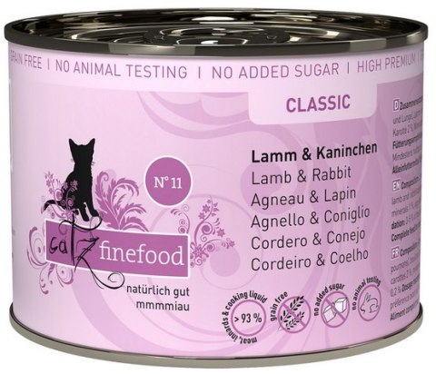 Catz Finefood Classic N.11 Jagnięcina i Królik puszka 200g Catz Finefood Classic N.11 Jagnięcina i Królik puszka 200g