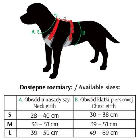 Dingo Szelki bezuciskowe z dwupaskową regulacją L czerwone Dingo Szelki bezuciskowe z dwupaskową regulacją L czerwone
