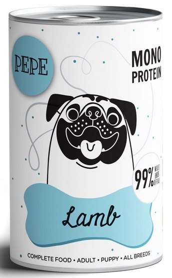 Paka Zwierzaka PEPE Lamb (jagnięcina) puszka 400g Paka Zwierzaka PEPE Lamb (jagnięcina) puszka 400g